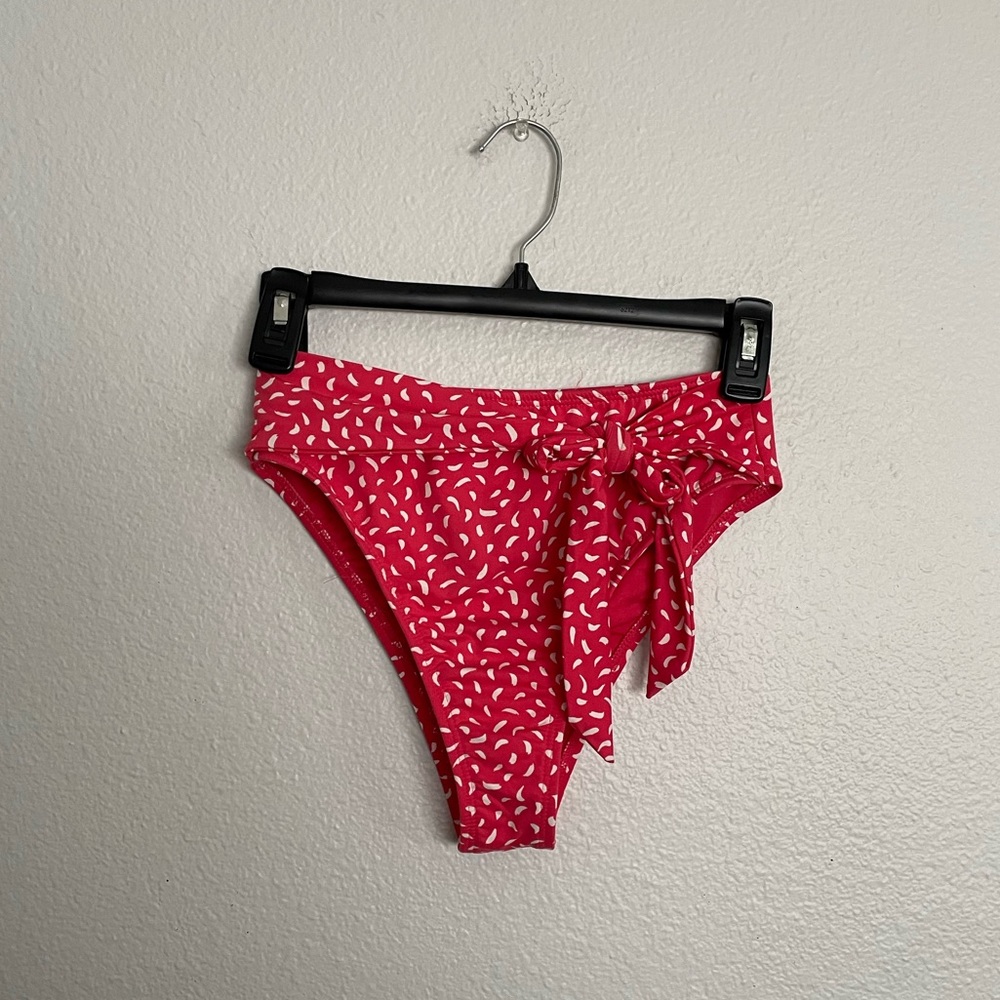 Billabong red and white high waisted front tie cheeky bikini bottoms